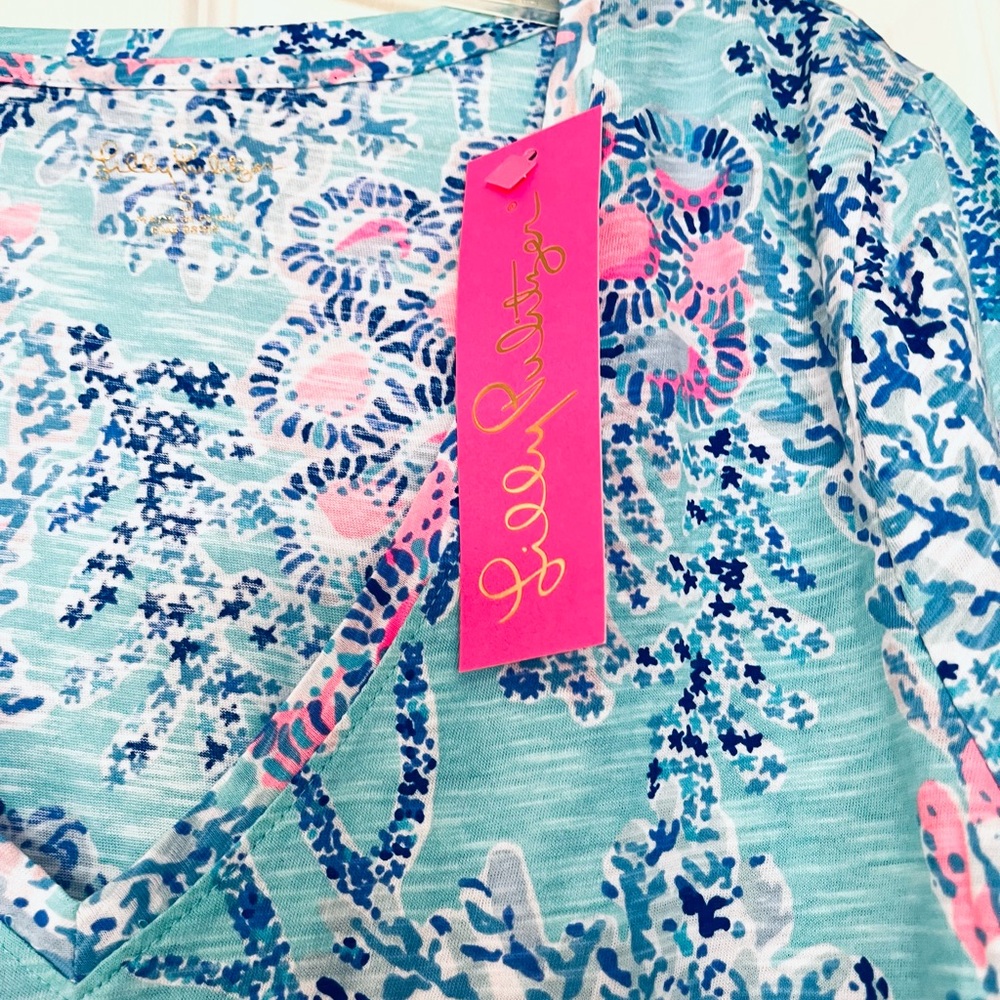 Lily Pulitzer "Etta" V Neck " Blue Ibiza Now You Sea Me. Sz S NWT - Picture 3 of 5